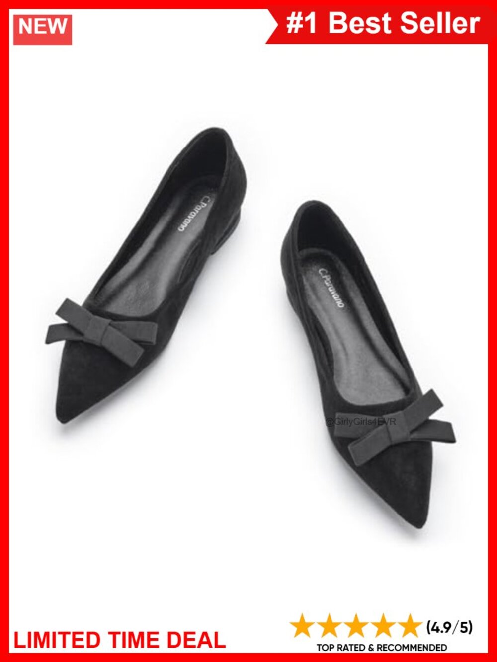 Suede Bow Knot Ballet Flats Pointed Toe Slip-On Comfort Shoes